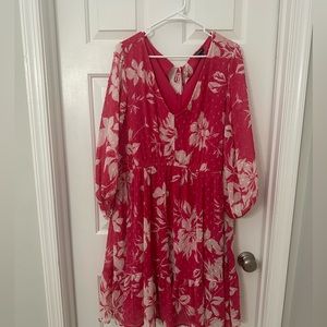 TORRID pink and white floral Hawaiian dress. PLUS SIZE